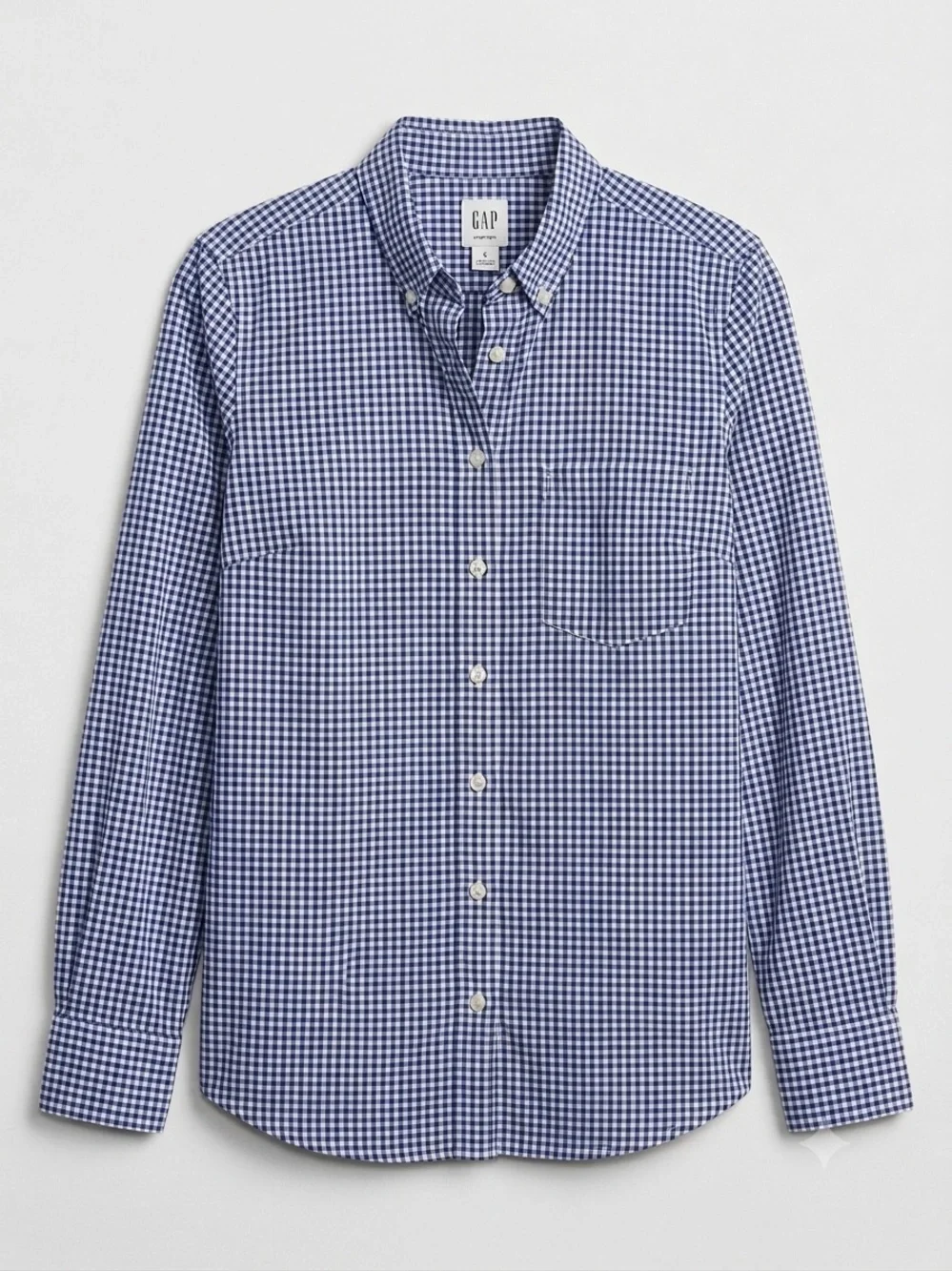 GAP Blue Gingham Plaid Shrunken Boyfriend Button Down Shirt M